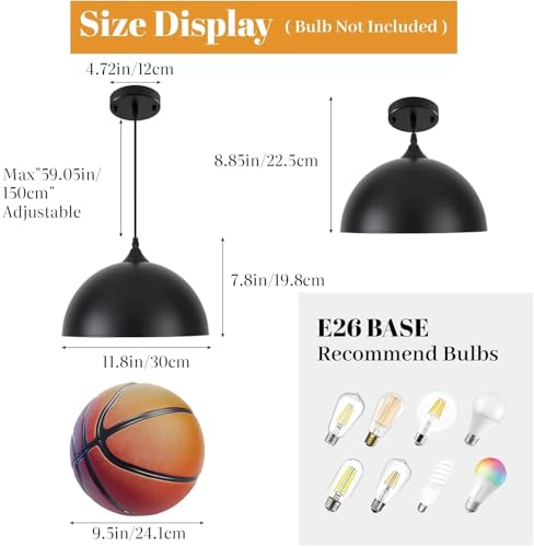 Black Pendant Lights Kitchen Island 2 Pack (2 Count)