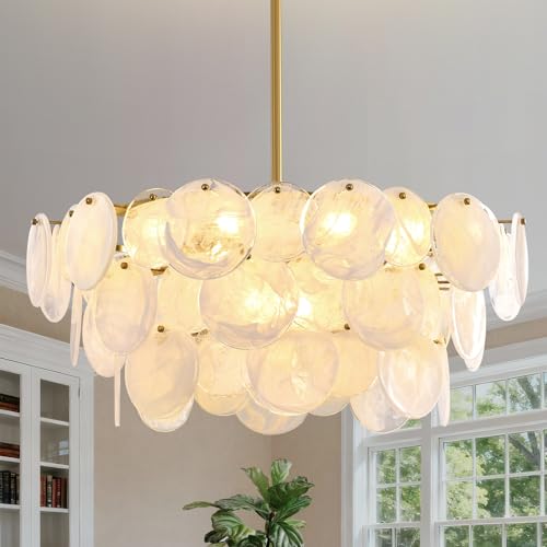 Large Gold Modern Glass Chandelier