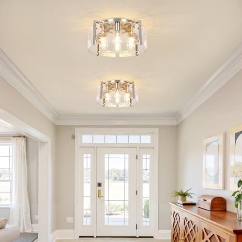 Modern Brushed Nickel Semi Flush Mount Ceiling Light