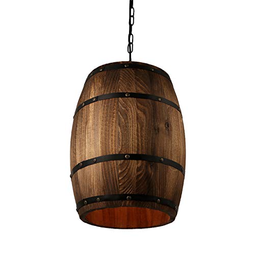 Antique Wood Wine Barrel Pendant Light