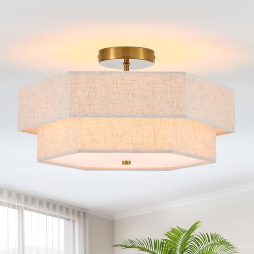 18" Large Gold Semi Flush Mount Ceiling Light