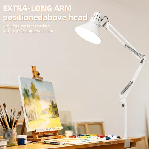 White Desk Lamp with Clamp