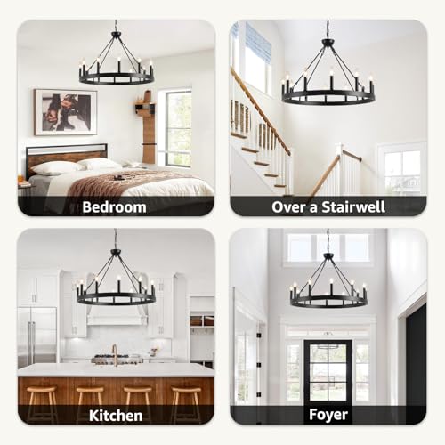 Wagon Wheel Chandelier 32" 12