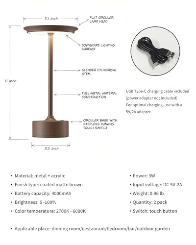 Rechargeable Table Lamps Set of 2 (2 Count)