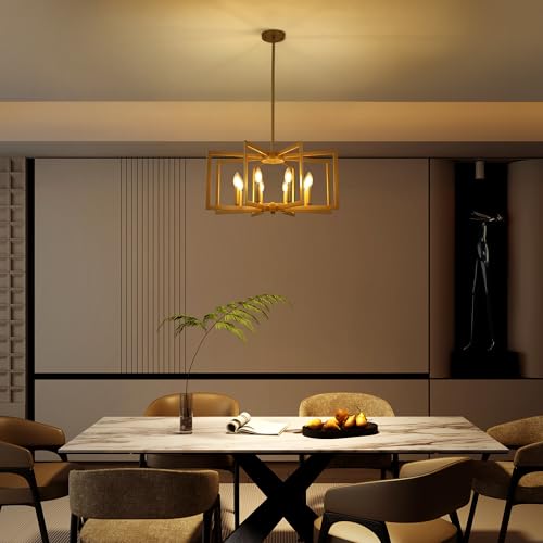 8 Light Modern Farmhouse Gold Geometric Chandelier