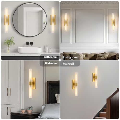 Gold Brass Bathroom Wall Sconce (2 Count)