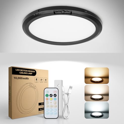 10000mAh Rechargeable Ceiling Light Black Waterproof Shower Lights