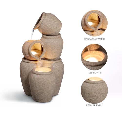 29.53” H 3 Tiers Cascading Jars Outdoor Water Fountain Made with Eco