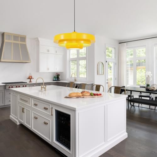 19.7‑Inch Yellow 3‑Tier Pendant Light Mid‑Century Hanging Lamp