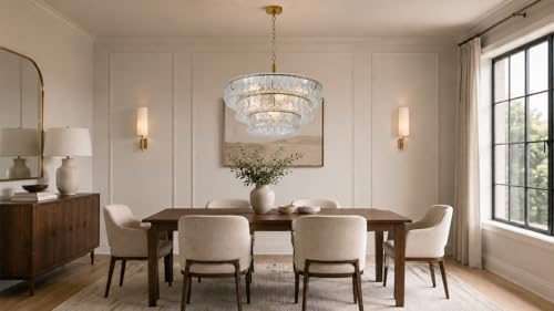 26 Inch Modern Round Clear Crystal Glass Chandelier