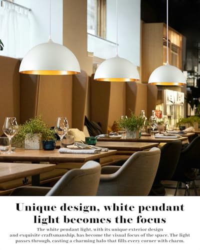 White and Gold Dome Pendant Light (2 Count)