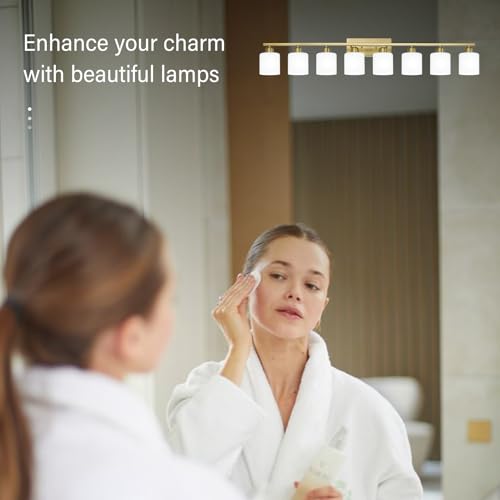 8 Light Bathroom Light Fixtures Gold for Big Mirror