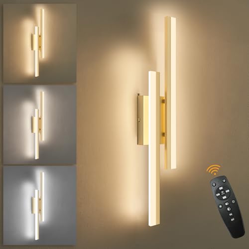 LED Wall Sconce Gold Modern Remote Wall Light Fixtures for Living Room