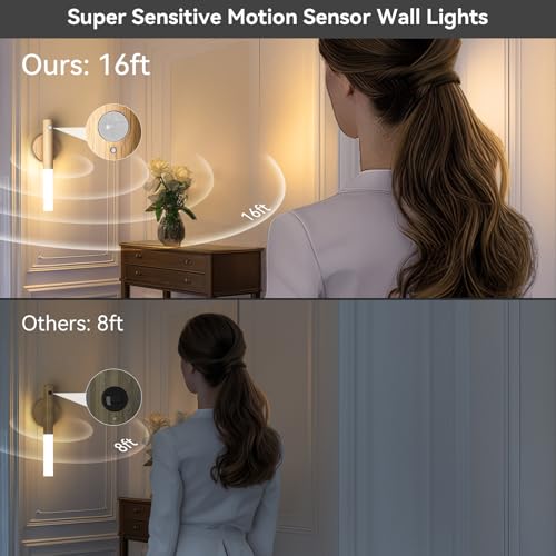 Motion Sensor Wall Light Beech 3PCS (3 Count)