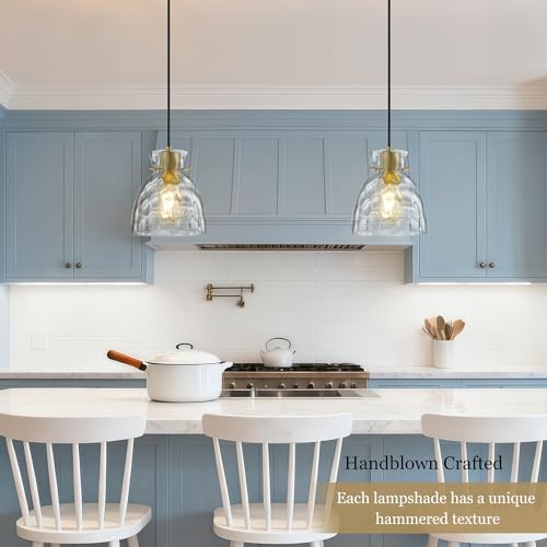 5.9" Mini Black Gold Hammered Glass Pendant Lights Kitchen Island 2 Pack (2 Count)