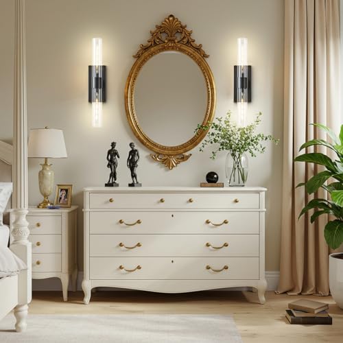 Bathroom Sconces Glass Sconces 22.8in Black Sconces Dimmable (2 Count)