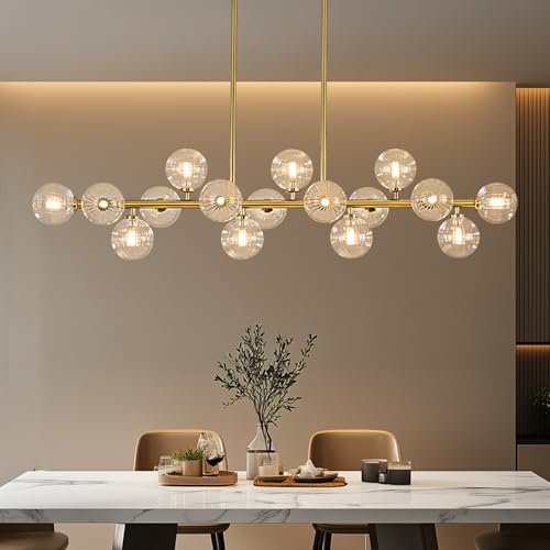 55" Long Brass Gold Chandeliers for Dining Room Kitchen Island
