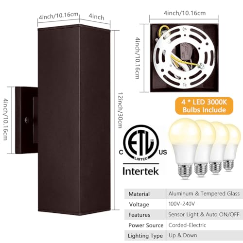 Dusk to Dawn Outdoor Wall Lights (2 Count)
