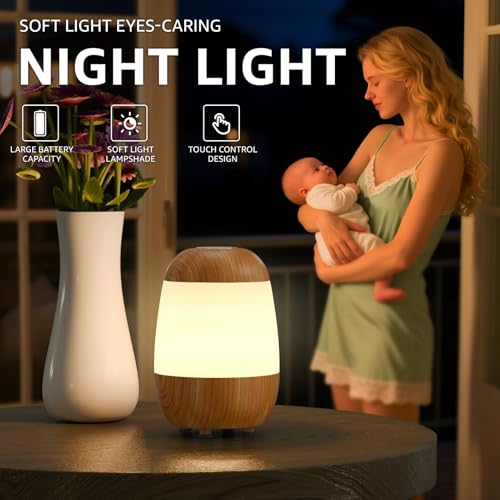 2 Pack Rechargeable Small Night Light Touch Dimmable Cordless Lamp