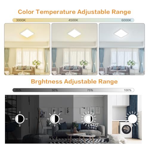12 inch Dimmable LED Flush Mount Ceiling Light with Remote