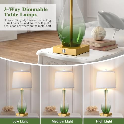 27" Glass Table Lamps Set of 2 (2 Count)