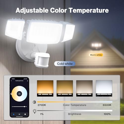 65W WiFi Smart Flood Lights Outdoor Motion Sensor (Milk White)