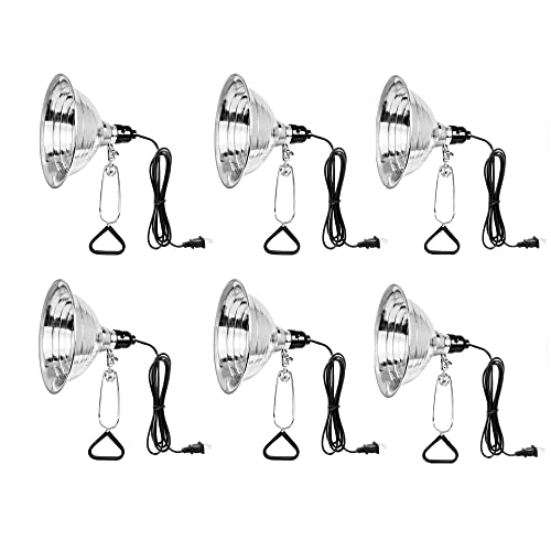 GP-093 6-Pack Clamp Lamp Light with 8.5 Inch Aluminum Reflector up to 150 Watt E26 (no Bulb Included), 6 Feet Cord (6 Count)