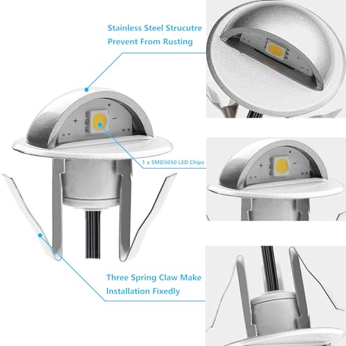 RNEHON 16 Pack Warm White LED Deck Lights Kit (16 Count)