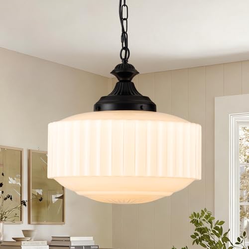 Vintage Milk Glass Pendant Light