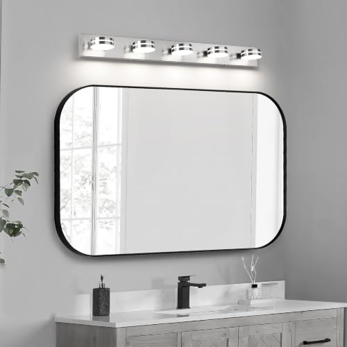 LED Brushed Nickel Bathroom Vanity Lights 5 Light 40.55in