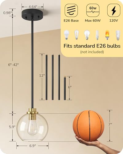 Mid Century Kitchen Pendant Lighting Over Island 2 Pack (2 Count)