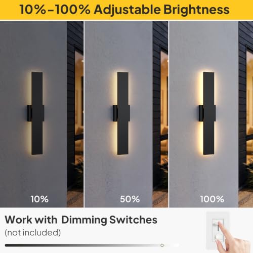 2 Pack 23.6 inch Modern LED Outdoor Wall Light