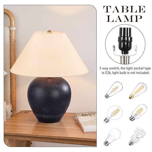 21'' Large Gray Base Ceramic Basin Table Lamp Set of 2 for Bedroom (2 Count)