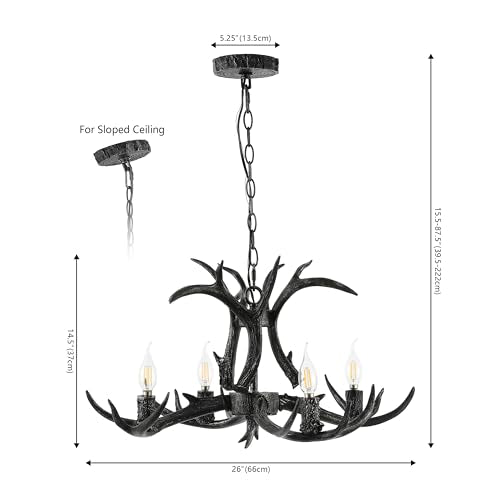 Eldora 4 Light Resin Antler Chandelier 26"