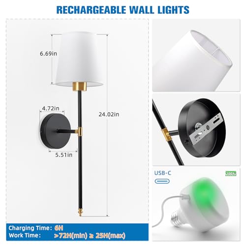 Battery Operated Wall Sconce Set of 2 (2 Count)