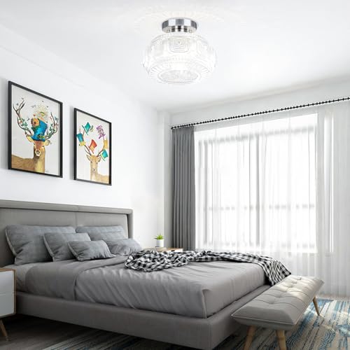 11 Inch Globe Glass Semi Flush Mount Ceiling Light Fixture