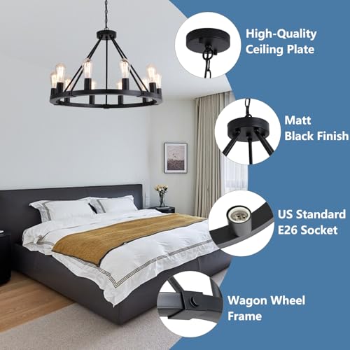 10 Lights Wagon Wheel Chandelier