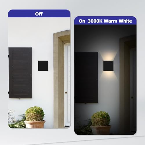 2 Pack Up Down Wall Lights LED Outdoor Wall Sconce Black Exterior Light Fixture 6W for Garage House Patio Garden (2 Count)