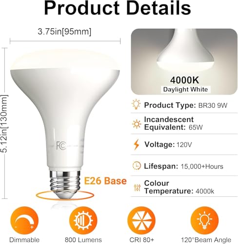 12Pack BR30 Flood Light Bulb Indoor (12 Count)