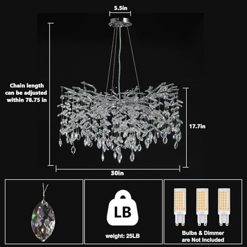 30" Modern Crystal Chandelier