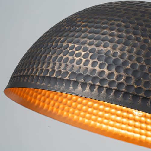 15.7 in. Black and Gold Hammered Pendant Light Fixtures