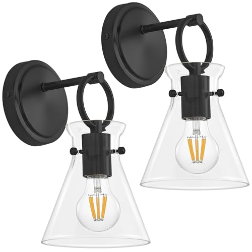 Wall Sconces 2 Pack Vanity Light Fixtures for Bathroom Black