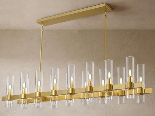 54" Gold Rectangle Chandelier for Dining Room