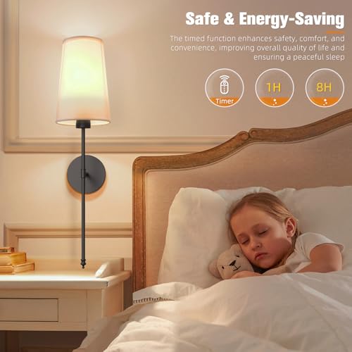 Black Battery Operated Wall Sconce Set of 2 (2 Count)