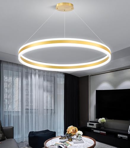 D31.5'' Modern Ring Chandelier for Dining Room LED Dimmable Pendant Lighting High Ceiling Chandelier for Living Room Foyer Bedroom Entryway 3000K