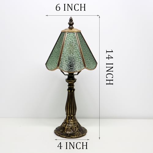 Tiffany Style Table Lamp Green Diamond Stained Glass Lamp 14 Inch