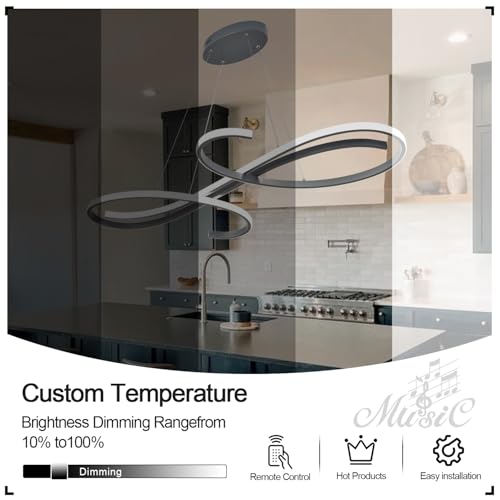 Music Note Shape Dimmable Height Adjustable Modern LED Pendant Chandelier