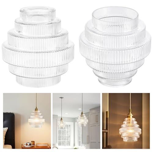 Clear Stripes Glass Lamp Shades Set of 2 (2 Count)
