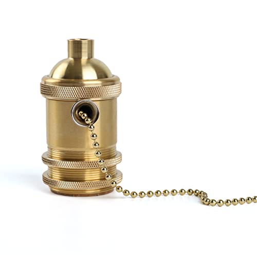 Brass Screw Thread DIY Light Socket Vintage Copper Edison Retro Pendant Lamp Holder for E26 E27 Light Bulbs