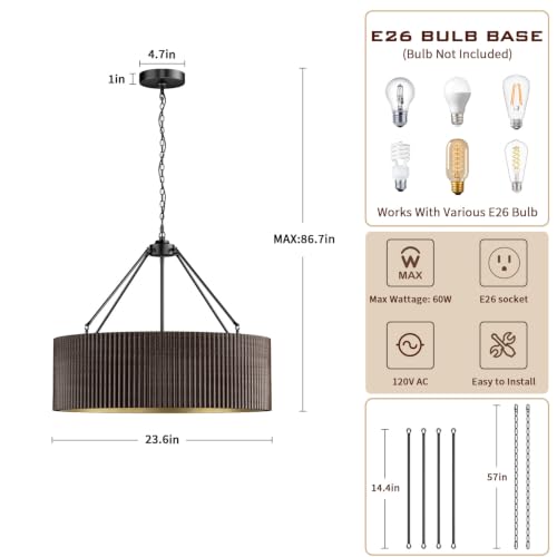 Walnut Wood Drum Chandelier